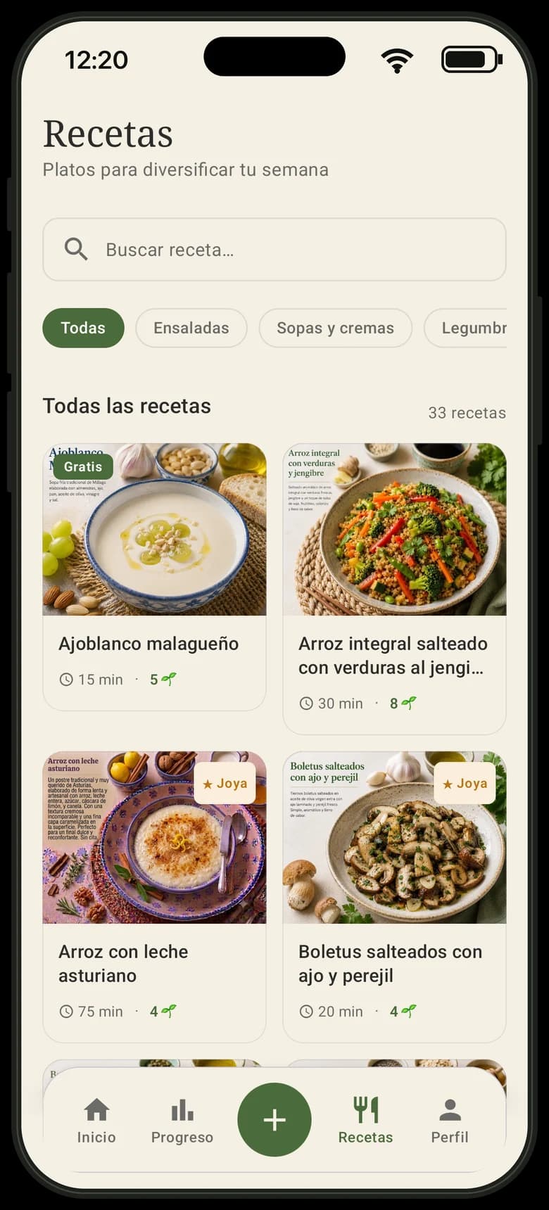 Listado de recetas de Hojaria